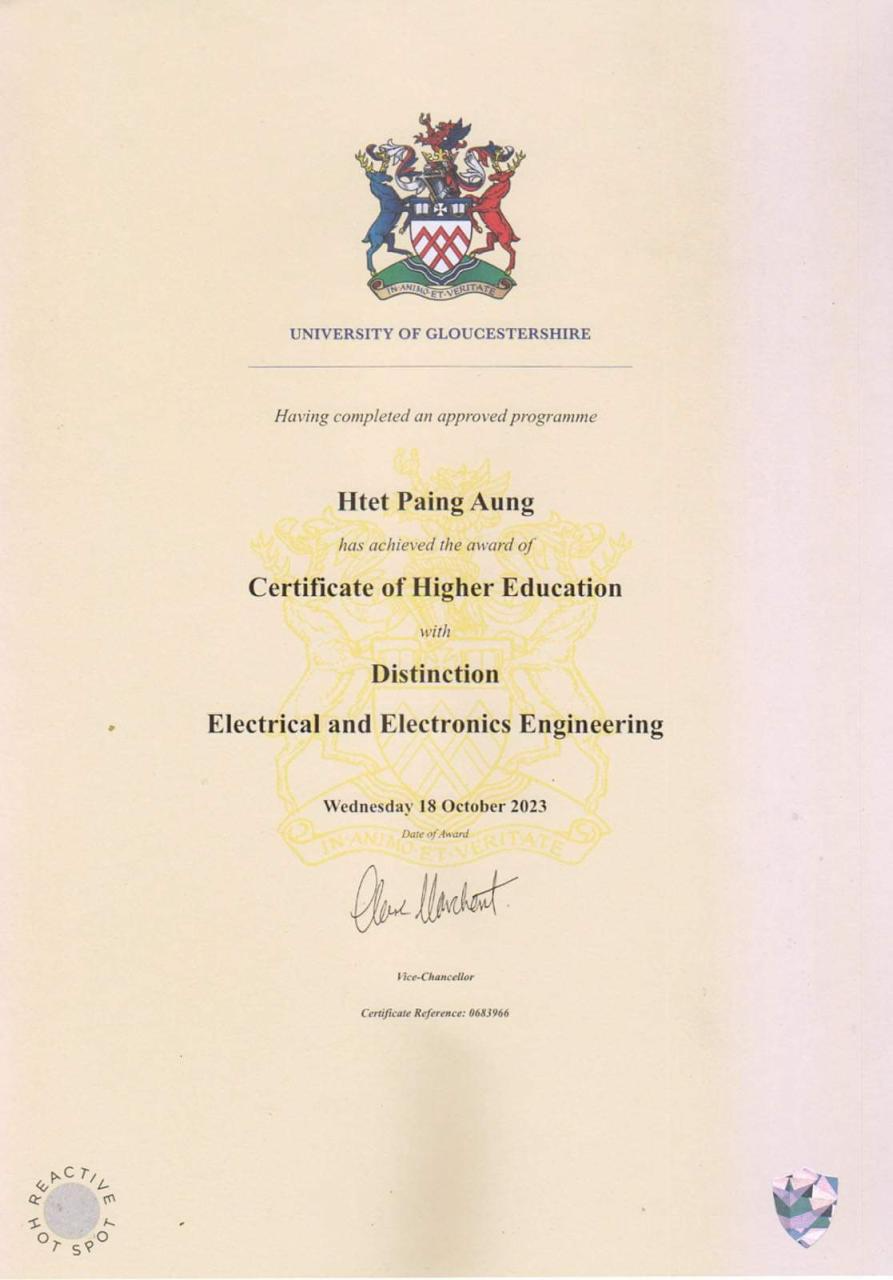 University of Gloucester first year certificate page-0